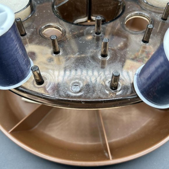 Rotating Brown  Rubbermaid Lazy Susan Sewing Tool Caddy w/ Handle - Picture 5 of 6